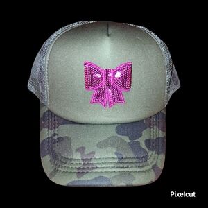 Camo Cap with Pink Bow